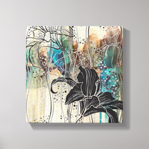 Toile "Fleur noire éclatante" 10 pouces x10"