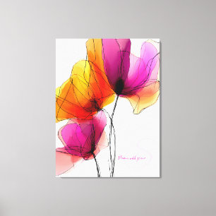 Toile Fleur personnalisée aquarelle abstraite élégante