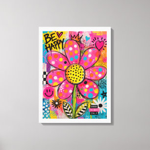 Toile Fleur Pop Art Colorée et Heureuse