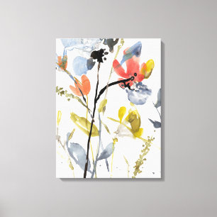 Toile Fleur recouverte - fleurs et tiges d'aquarelle