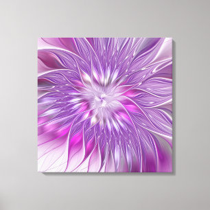 Toile Fleur Rose Violet Passion Abstrait Art Fractal