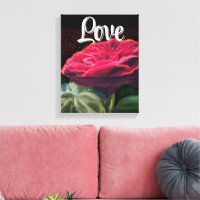 Fleur Rouge Rose Vert Black Art Floral Fleurs