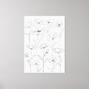 Toile Fleur sauvage de pavot Noir et Blanc Floral minima