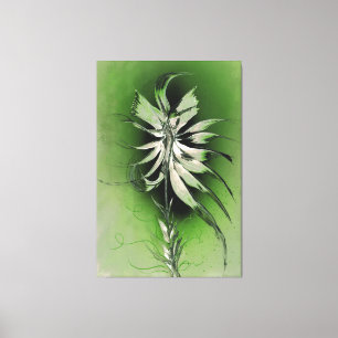 Toile Fleur sereine sur vert