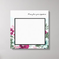 Fleur tropicale 20"x20" Signature Canvas sur bleu
