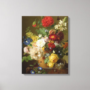 Toile Fleurissez la vie immobile sur un rebord de