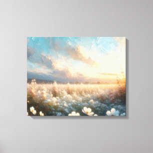 Toile Fleurs blanches sous un beau ciel