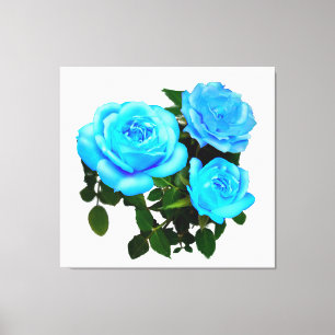Toile Fleurs bleues roses bleues