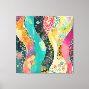 Toile Fleurs Colorées Vague