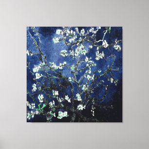 Toile Fleurs d'amandier de Van Gogh Bleu Minuit