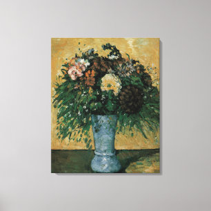 Toile Fleurs dans un Vase Bleu par Paul Cezanne Art Vint