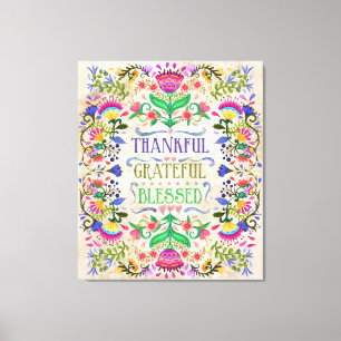 Toile Fleurs d'art populaire   Remerciements, Reconnaiss