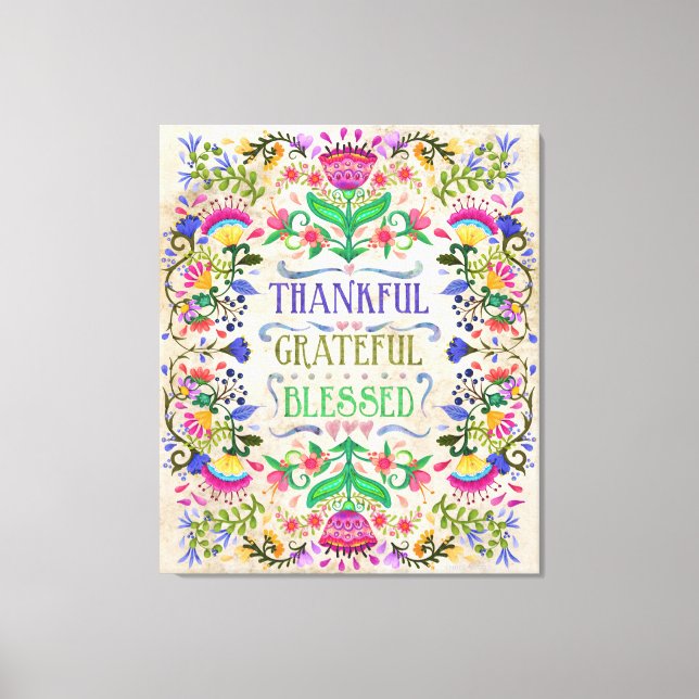 Toile Fleurs d'art populaire | Remerciements, Reconnaiss (Recto)