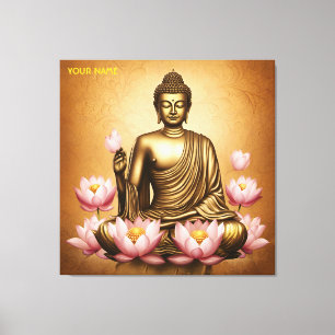 Toile Fleurs de Bouddha assis mignonnes Imaginaires