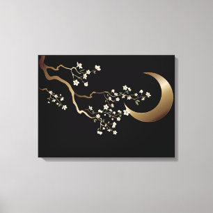 Toile Fleurs de cerisiers de lune de croissant