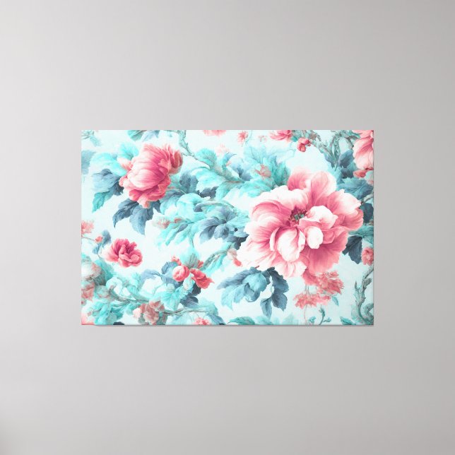 Toile Fleurs de Claret rose sophistiquées et Feuilles az (Recto)