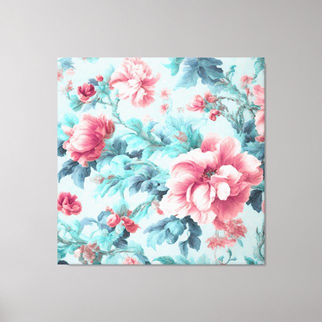 Toile Fleurs de Claret rose sophistiquées et Feuilles az (Recto)