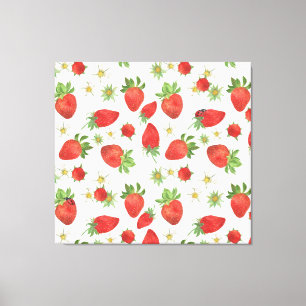 Toile Fleurs de fraises : Aquarelle Art sans fil