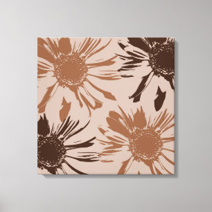 Toile Fleurs de Gerbera Brown Terre