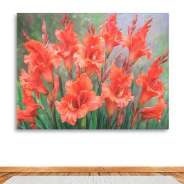 Toile Fleurs de gladiolus rouge Élégant jardin fleuri