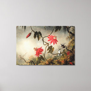 Toile Fleurs de la passion avec colibris