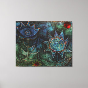 Toile Fleurs de Paul Klee pendant la nuit sur le tissu