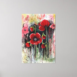 Toile Fleurs De Pavot En Aquarelle