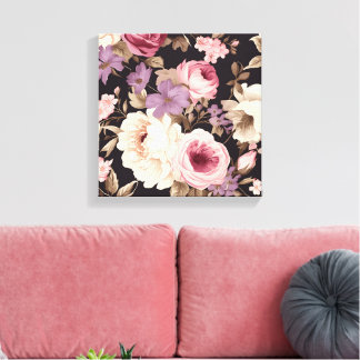 Toile fleurs de style shabby chic cottage core