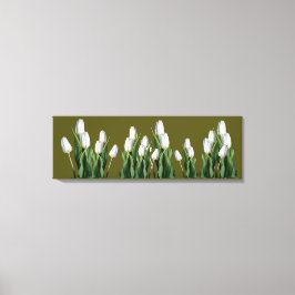 Toile Fleurs de tulipe blanche tendance cool vert boho m
