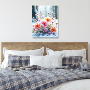 Toile Fleurs d'hiver dans la neige – Sérénité florale do