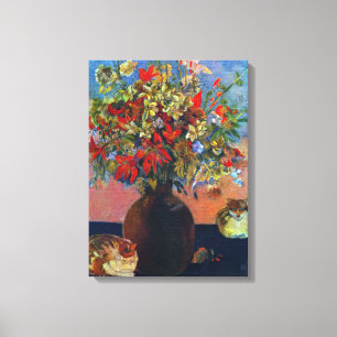 Toile Fleurs et chats de Paul Gauguin, Art Vintage