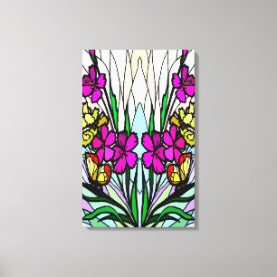 Toile Fleurs et papillons