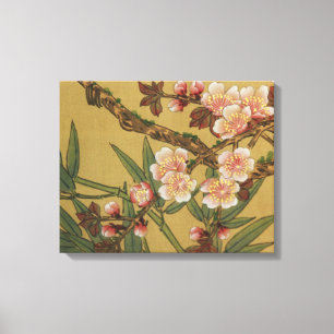 Toile Fleurs Japonaises Asiatiques Fleur de Cerisier Vin