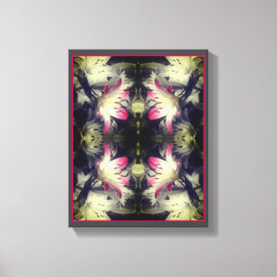 Toile Fleurs Lys Noir Et Blanc Partiel Abstrait