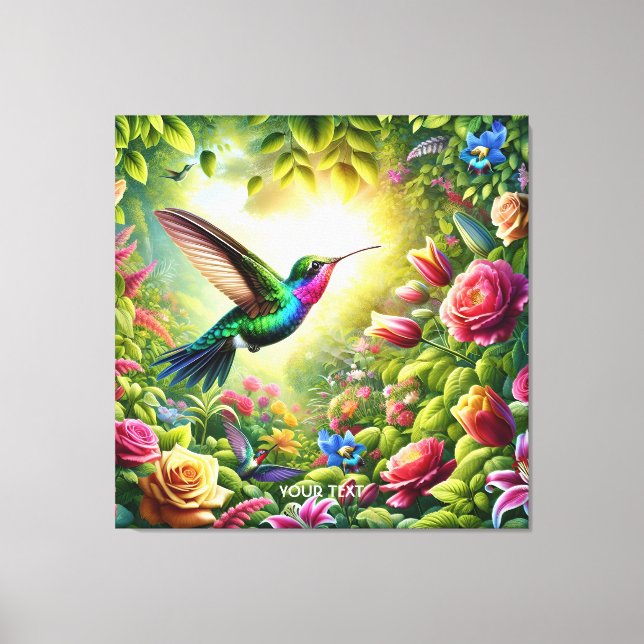 Toile Fleurs mignonnes Imaginaires Arc-en-ciel Colibri (Recto)