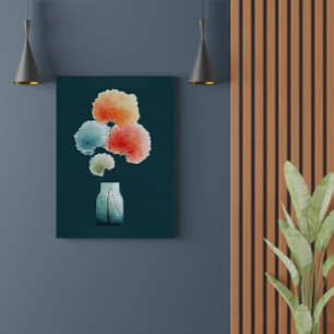 Toile Fleurs Modernes Hortensias Aquarelle (8" x 10")