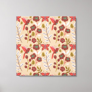 Toile Fleurs motifs florales sans soudure, oiseaux, papi