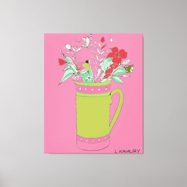Toile Fleurs Originales Roses Dans Une Mug (Recto)