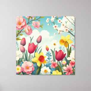 Toile Fleurs printanières florissantes