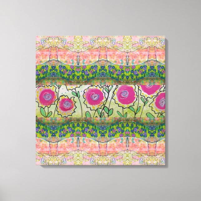 Toile Fleurs roses  (Recto)