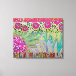 Toile Fleurs roses Abstraites