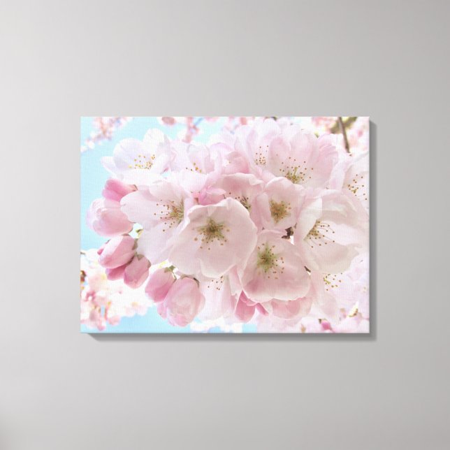 Toile Fleurs roses Ciel Bleu. (Recto)