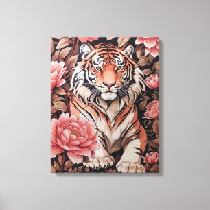 Toile Fleurs roses de tigre en Mémerisation