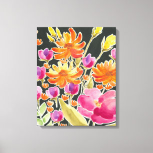 Toile Fleurs roses et oranges de rassemblement splendide