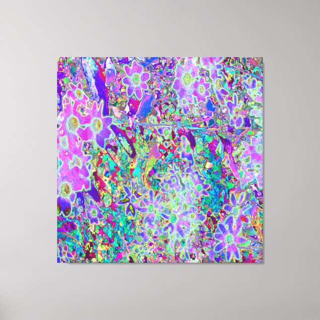 Toile Fleurs roses et violettes Abstraites (Recto)