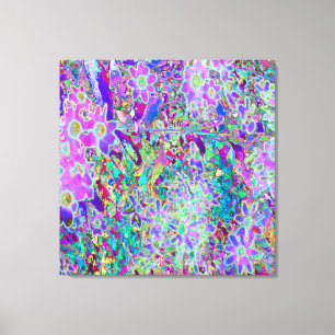 Toile Fleurs roses et violettes abstraites hallucinantes