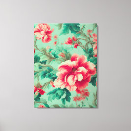 Toile Fleurs rouges exquises et Feuilles verts