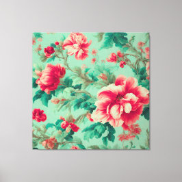 Toile Fleurs rouges exquises et Feuilles verts
