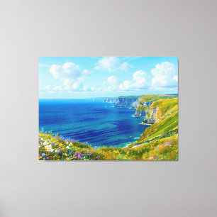 Toile "Fleurs sauvages au-dessus de la mer" - Un paysage