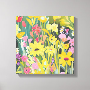 Toile Fleurs sauvages de printemps Peinture aquarelle